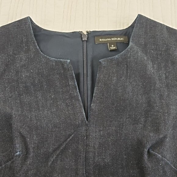 Banana Republic Angled Seam Pencil Dress Women's Sz 0 Short Sleeve Navy NWOT - Picture 4 of 16